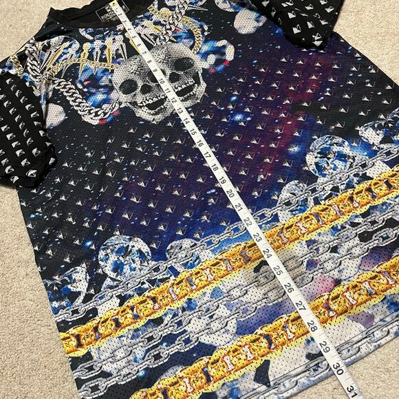 Southpole Y2K Mesh Front Skull Skelton Black Grunge Shirt XL - Picture 5 of 6